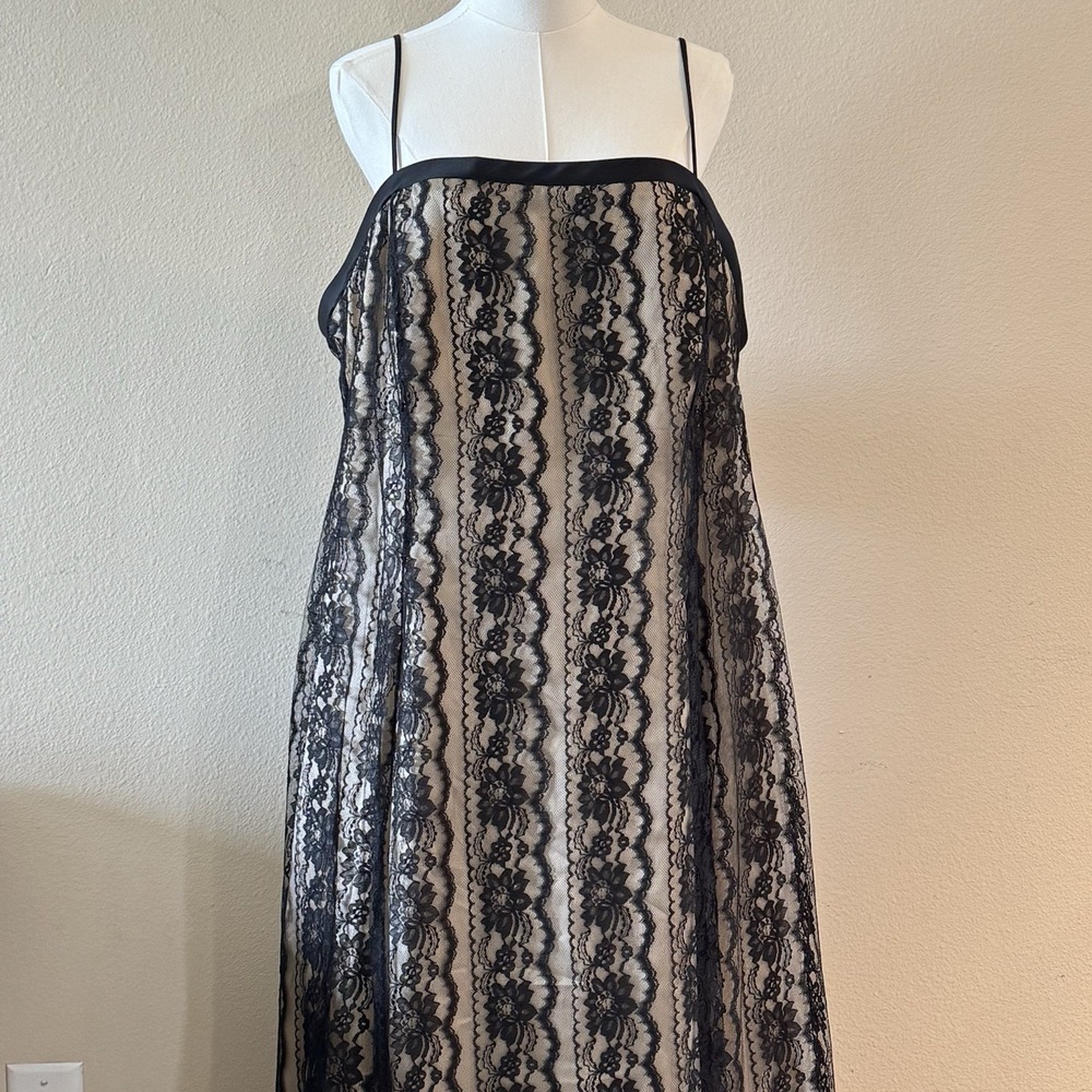 Vintage Black Lace Corset Formal Gown Goth Witchy Prom Dress Plus Size 20
